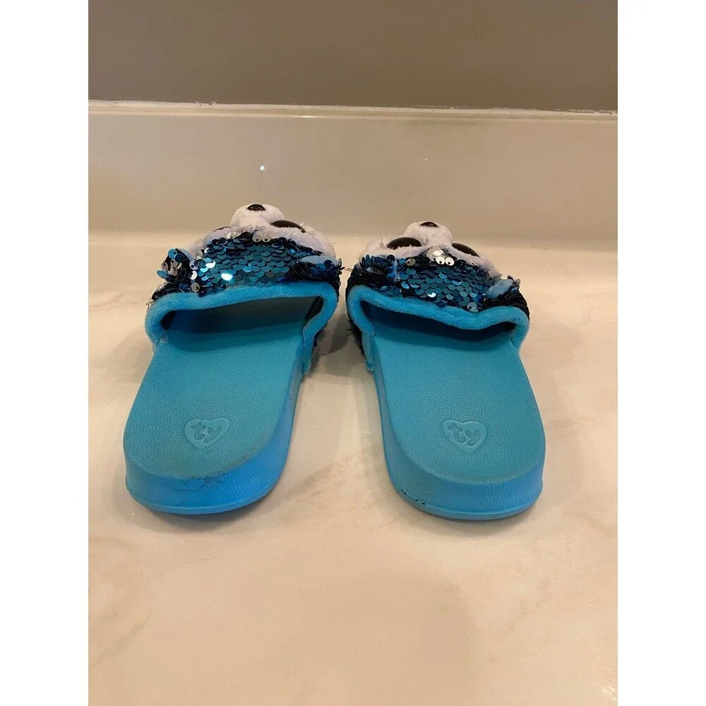 Blue Sequin Slush the dog  Beanie Baby’s  Boo's Collection Slides Shoe‎ Size 1-3